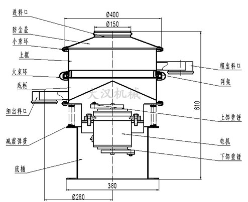 直徑400mm旋振篩結構圖